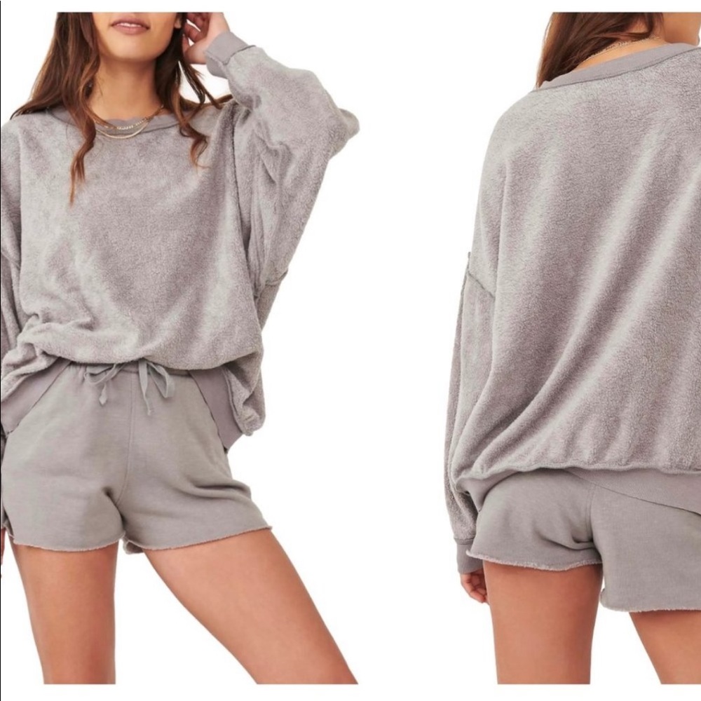 Free People Kelly Gray Oversized Fleece Lounge Set